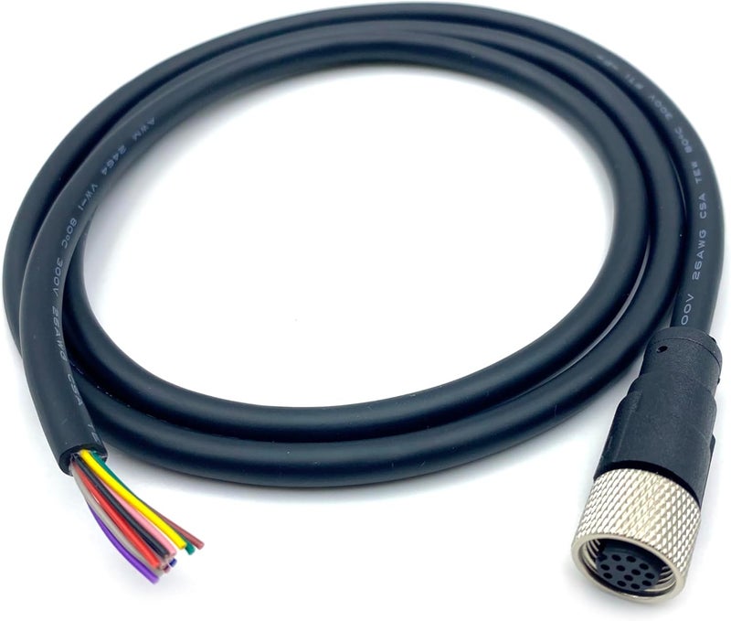 Fupiomeef 3.28ft M12 12 Pins Female Connector Cable, A Code Straight Profibus, Single Female Electrical PVC Sensors Cable, Industrial Molded, AWG26, 30V 1.5A - Image 2